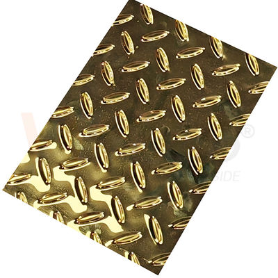 jakość  Rice Grain Diamond Embossed Stainless Steel Sheet Anti Skid Plate With Titanium Gold Color fabryka