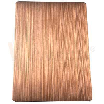 1500 mm x 3000 mm Dekoracyjna blacha ze stali nierdzewnej Ręcznie czerniona szczotkowana czerwona brąz
