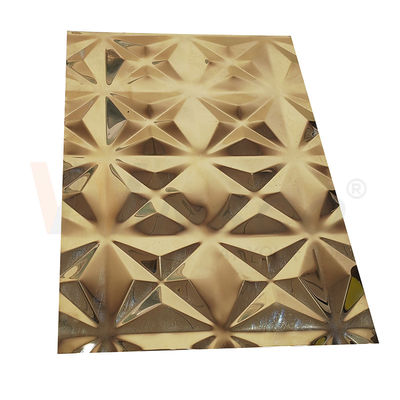 Ozdobne 5x10 Titanium Gold Mirror Wytłoczona wykończona blacha ze stali nierdzewnej