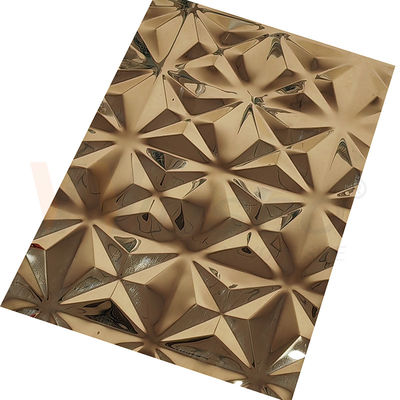 Ozdobne 5x10 Titanium Gold Mirror Wytłoczona wykończona blacha ze stali nierdzewnej