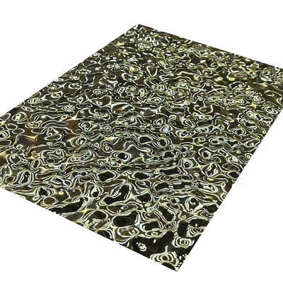 Średniej wielkości tłoczona blacha ze stali nierdzewnej Water Ripple 8K Titanium Gold Mirrored