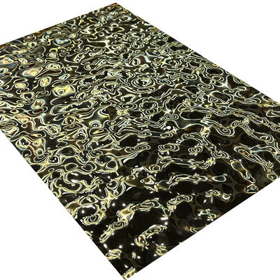 Średniej wielkości tłoczona blacha ze stali nierdzewnej Water Ripple 8K Titanium Gold Mirrored
