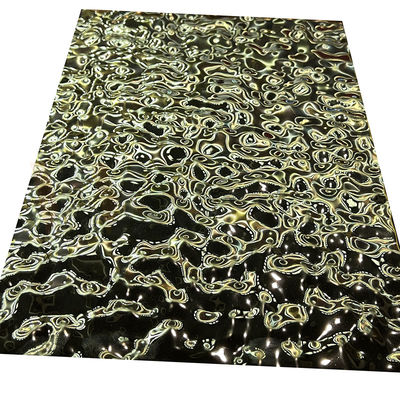 Średniej wielkości tłoczona blacha ze stali nierdzewnej Water Ripple 8K Titanium Gold Mirrored