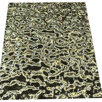 Średniej wielkości tłoczona blacha ze stali nierdzewnej Water Ripple 8K Titanium Gold Mirrored