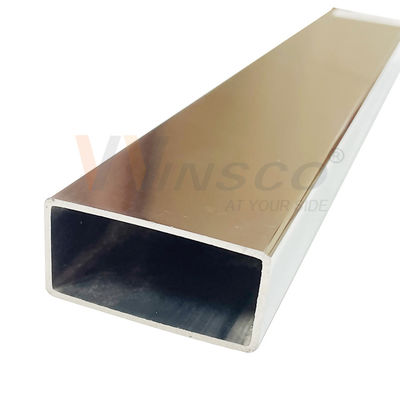 Decorativo TUBO PROSTOKĄTNA BRILLANTE POLEROWANA 600 C-304 X 6 METROS Płaska rura ze stali nierdzewnej Inox