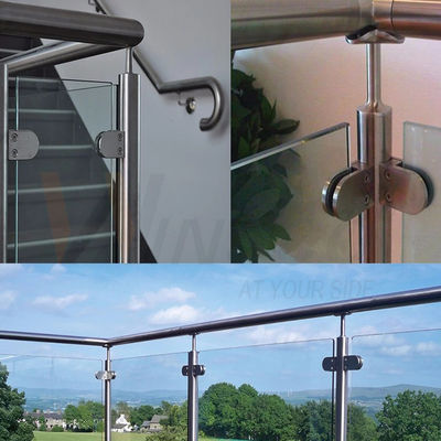 D kształt niezinkszowy zacisek schodowy stopień 304 316 szklany zacisek ze stali nierdzewnej dla balustrady okrągłej 38,1 mm 42,4 mm 48,3 mm 2'