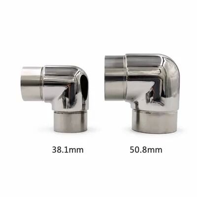 Kolano poręczy ze stali nierdzewnej SS201, SS304 i SS316 90° krótkie do rur okrągłych 25,4–50,8 mm