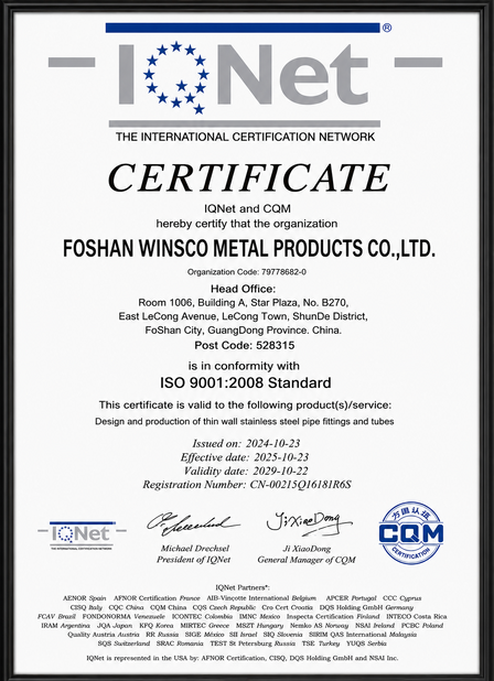 Chiny (GuangDong)Foshan Winsco Metal Products Co., Ltd. Certyfikaty