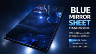 Blacha ze stali nierdzewnej z niebieskim lustrem 8K, 1220 × 2440 mm 4 stopy × 8 stóp, dekoracyjna płyta Inox